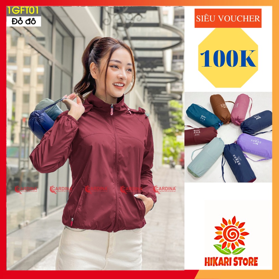 Áo Khoác Gió Nữ Cardina Nhật Bản 2021 Chính Hãng - Vải gió 2 lớp, chống nước, chống gió, chống nhăn, ngăn bụi bẩn
