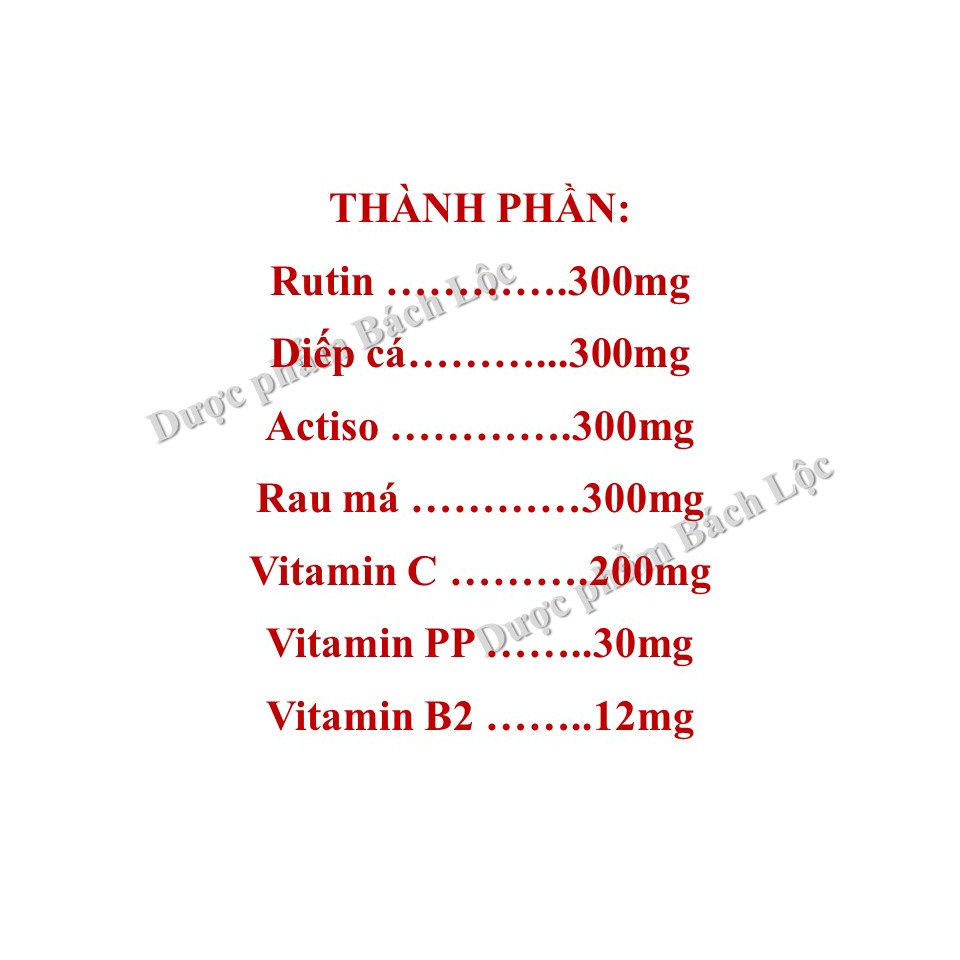 Viên Uống Rutin C Rau Má - Giúp Thanh Nhiệt Giải Độc, Mát Gan,Tăng Sức Đề Kháng Và Bền Thành Mạch - Hộp 30 viên