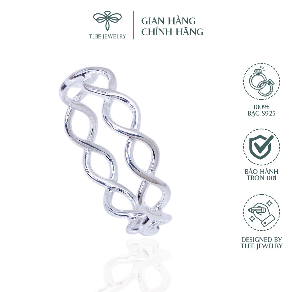 Nhẫn bạc unisex TLEE sóng đan chéo basic NCJ A0103