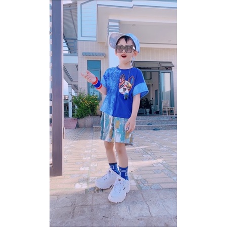 áo thun loang PUG xanh cho bé trai