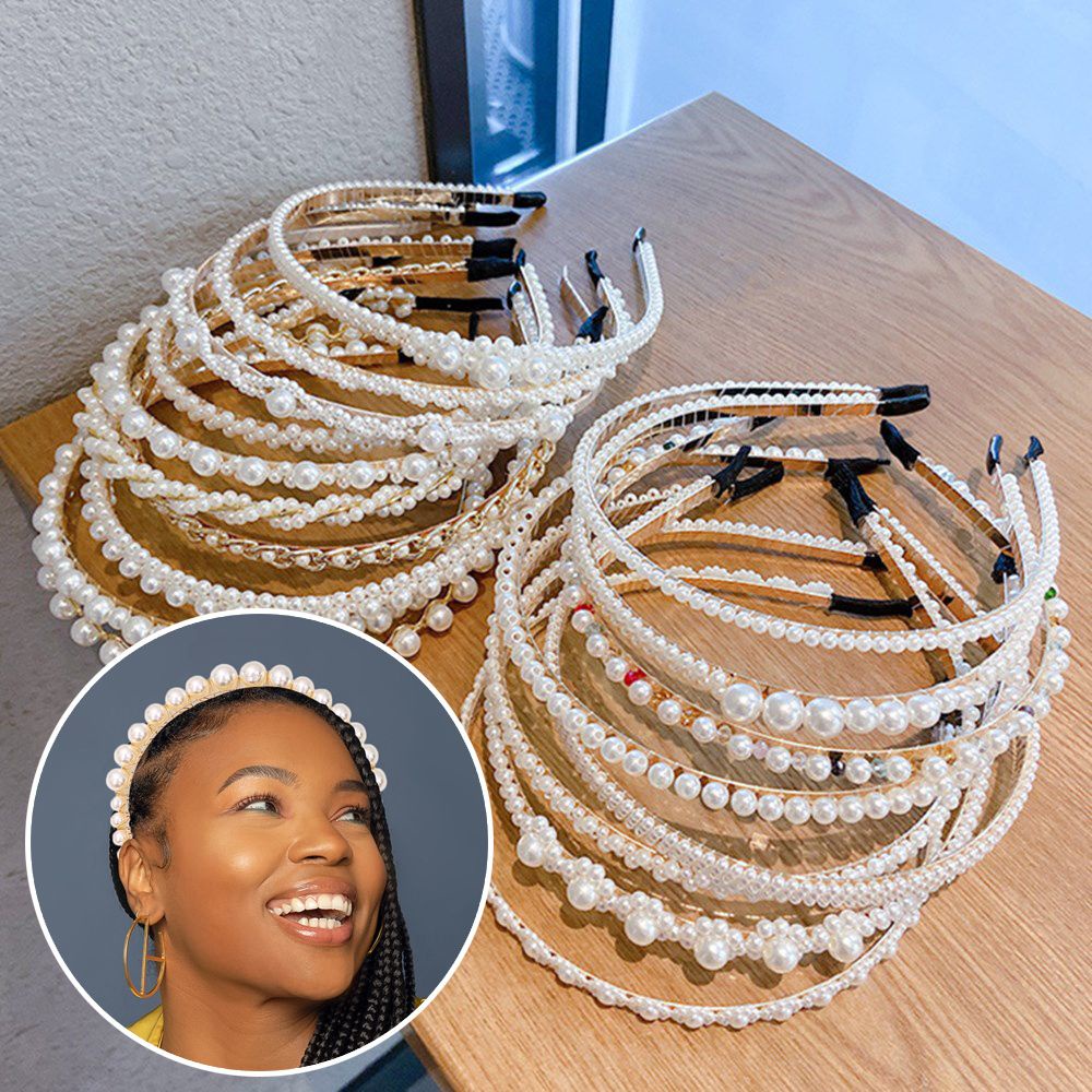 Băng đô cài tóc đính ngọc trai giả phong cách Hàn Quốc