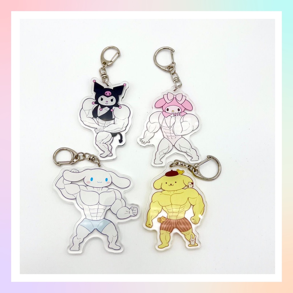 Móc khóa cinnamoroll cơ bắp bản mới đôi bạn thân anime,Móc khóa cinnamoroll đô vật cute treo ba lô đẹp dễ thương