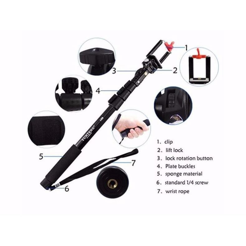 [SẢN PHẨM HOT]☄️Combo Gậy tự sướng bluetooth YUNTENG 1288+TRIPOD YT-288💦Sử dụng remote điều khiển từ xa