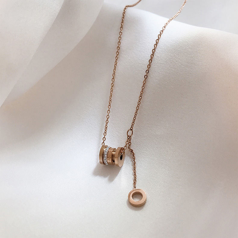 【Follow our shop-10K minus 5K】 Korean style small waist pendant titanium steel gold female necklace