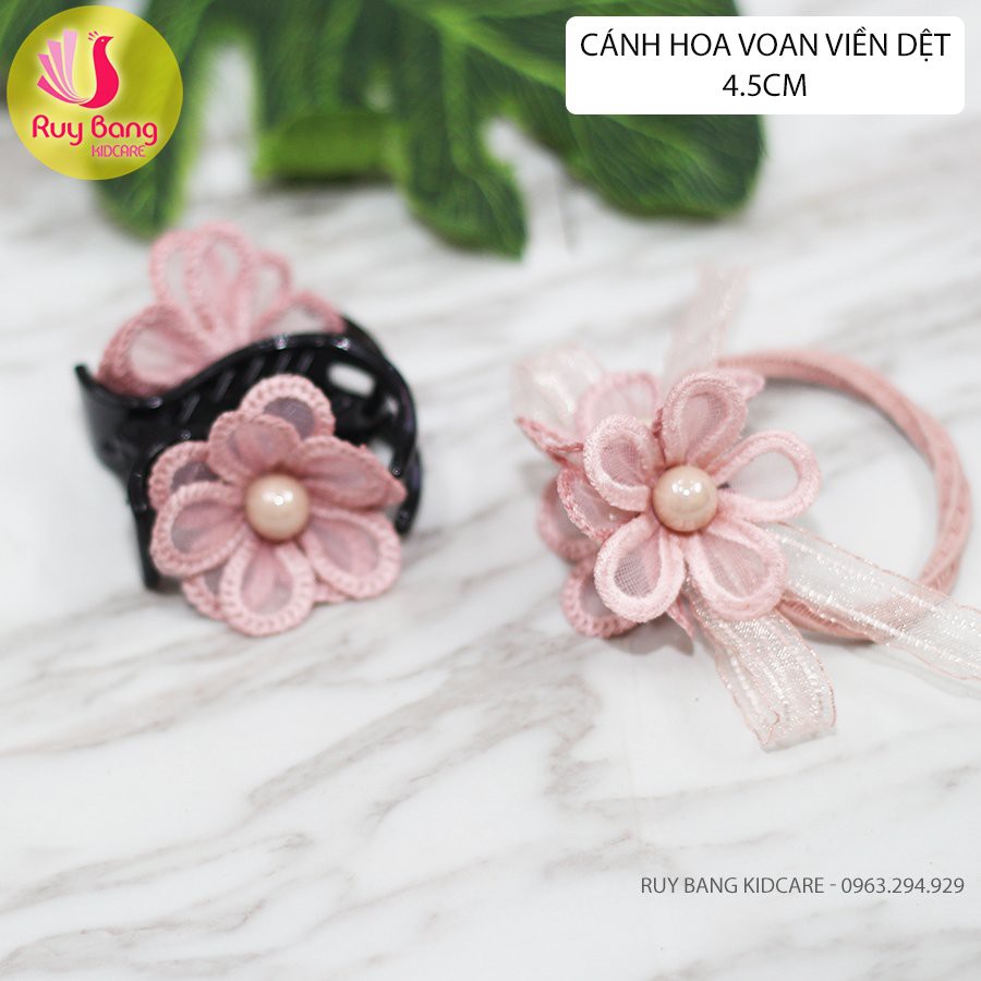 Cánh hoa ren 5 cánh dùng làm hoa đính kết lên váy áo và kẹp càng cua dây buộc tóc nữ