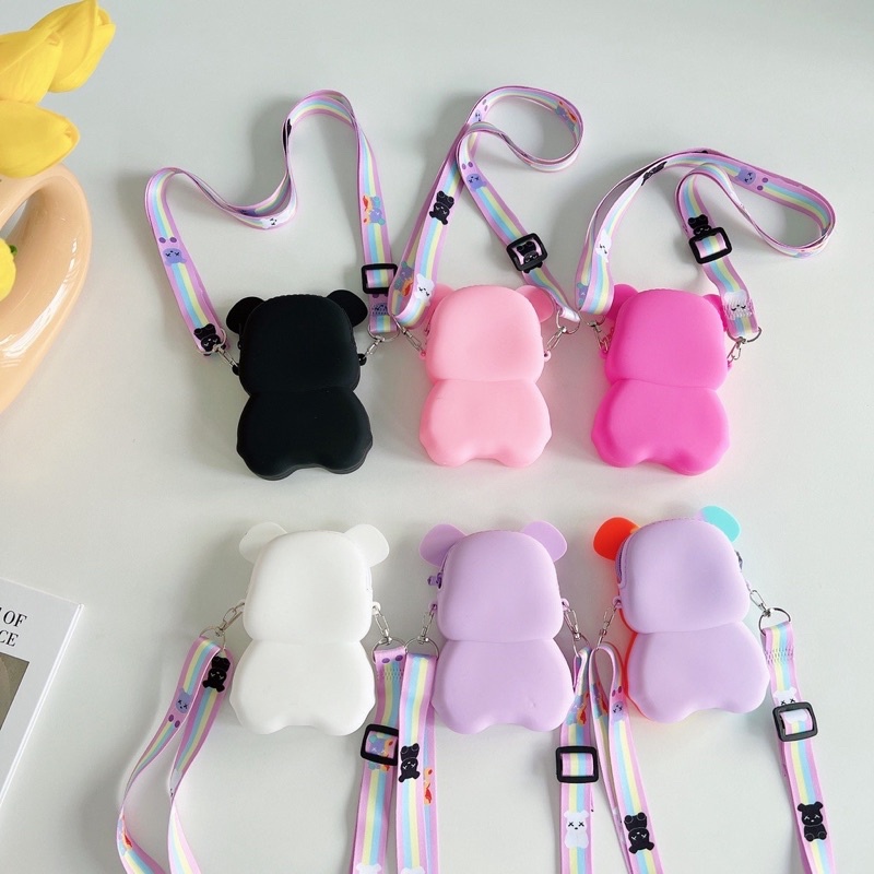 Túi Popit có dây đeo, Hình Gấu dễ thương, chống nước siêu bền hàng loại 1