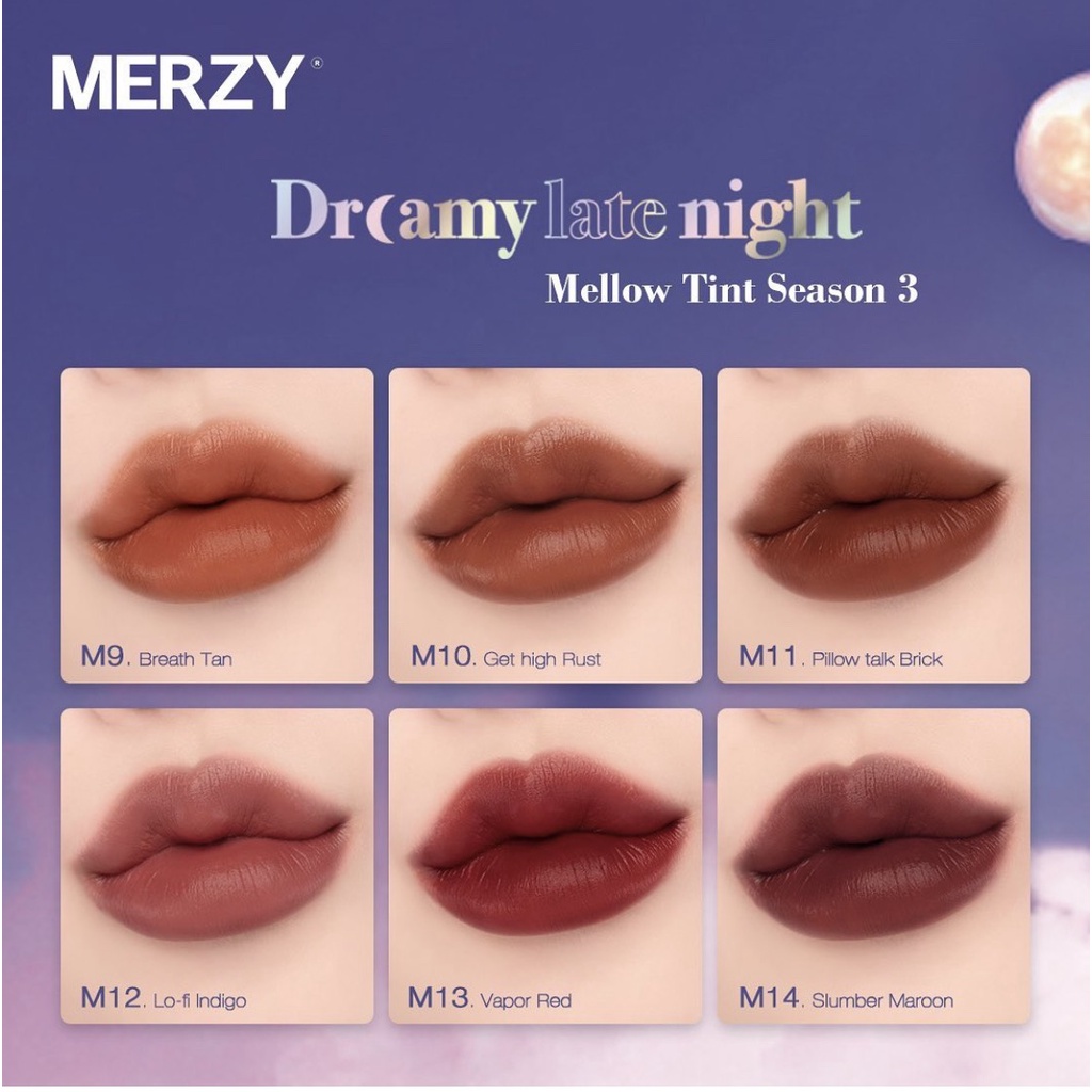 Combo Son kem lì Merzy Dreamy Late Night Mellow Tint 4g + Son Thỏi Lì Merzy Noir Lipstick 3.3g