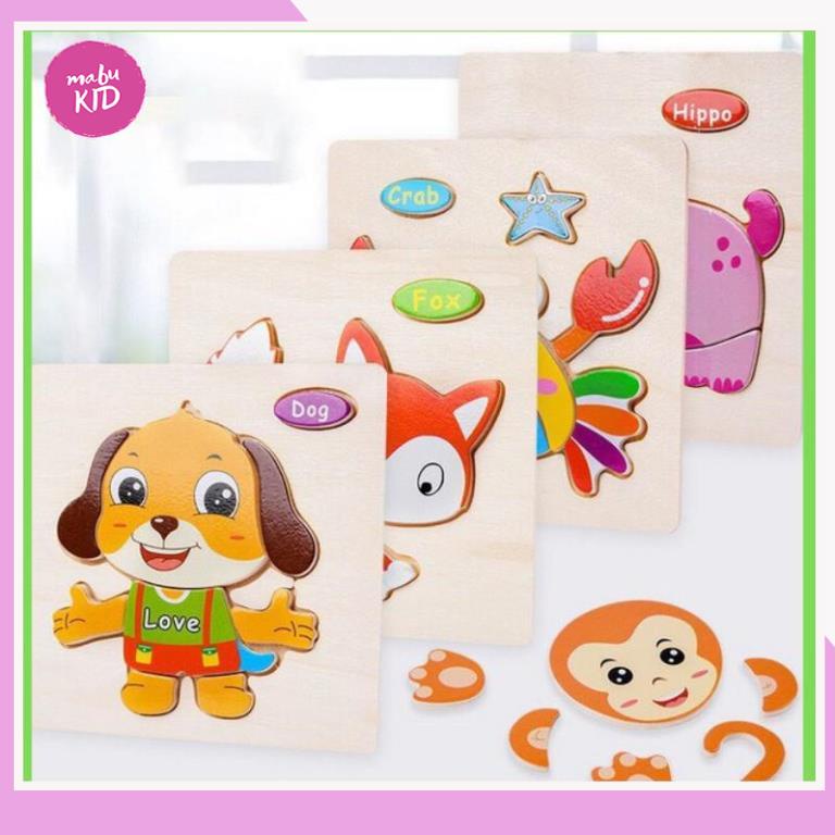 Bộ Xếp Hình Cho Bé Tranh Ghép Hình 3D Bằng Gỗ (Ngẫu Nhiên) - Đồ Chơi Gỗ Thông Minh Cho Bé