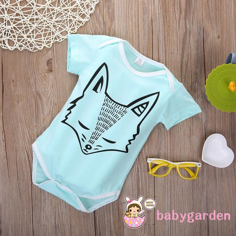 Áo liền quần tay ngắn in hình con vật xinh xắn cho bé