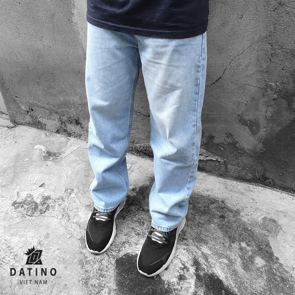 Quần jean nam ống rộng baggy DATINO màu Light Blue chất jean dày dặn cực kì bền màu, giặt tay giặt máy đều được