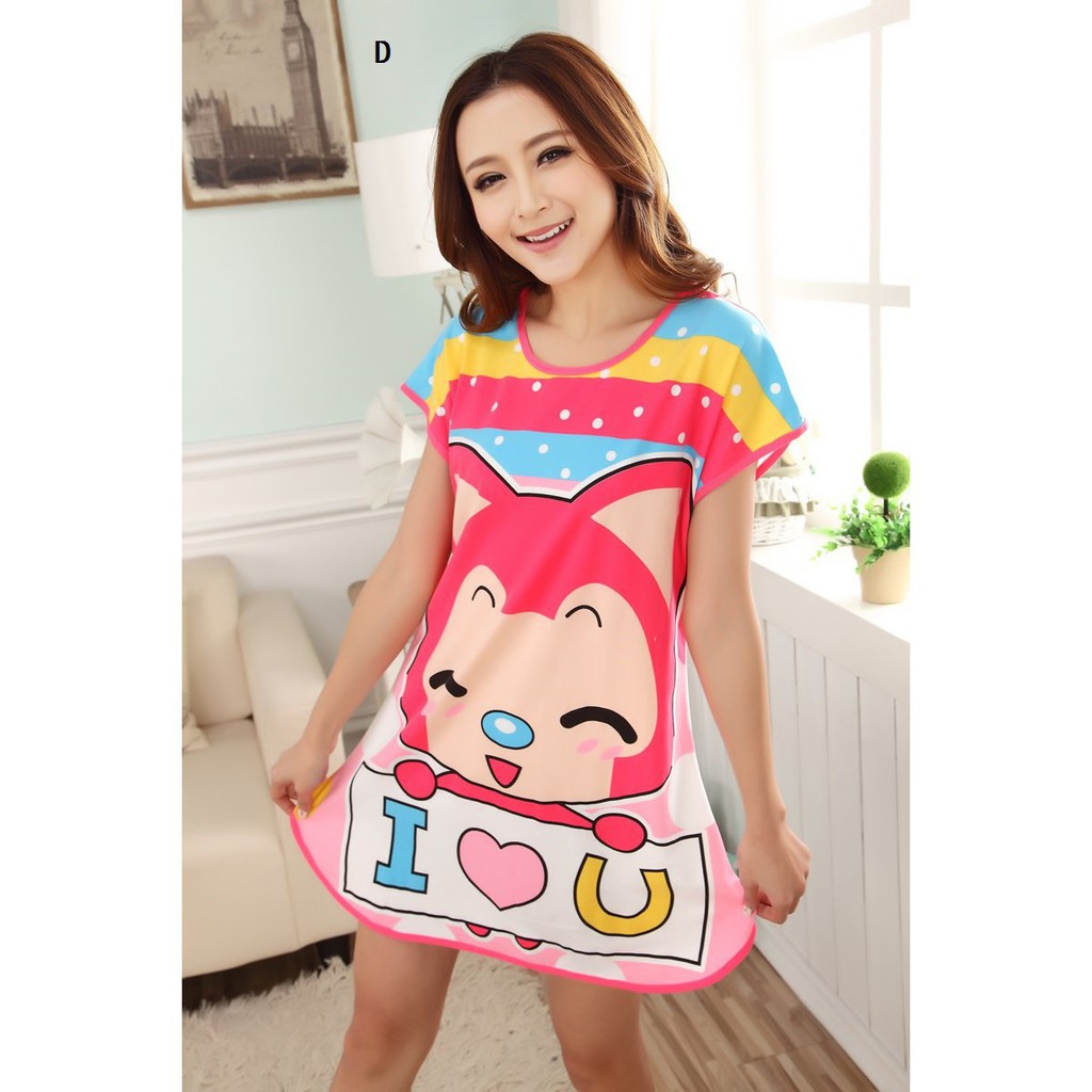 Women Pajamas Sleepwear Nightwear Sleep Dress Cartoon Evening Dress | BigBuy360 - bigbuy360.vn