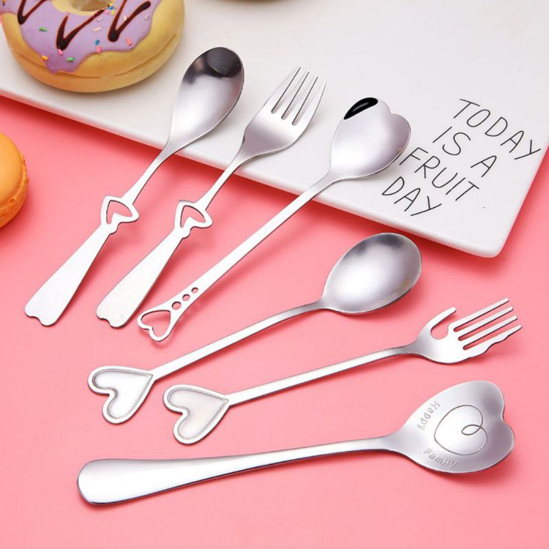Muỗng Cà Phê Cán Dài Hình Trái Tim Bằng Thép Không Gỉ