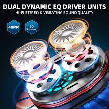 UG-05 Picun KOFIRE Tai Nghe Chơi Game Không Dây 2.4GHz, Với Bộ Điều Khiển Rung EQ Động Kép Đơn Vị, Tai Nghe Nhét Tai Blu