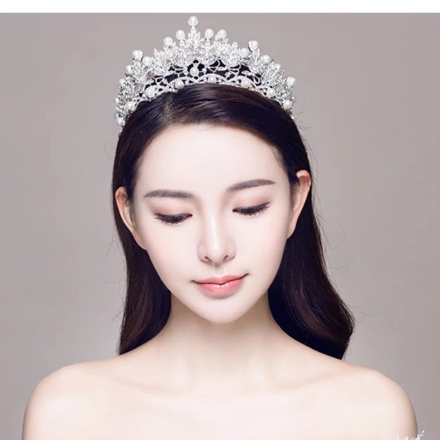 Vương Miện Cài Tóc Cô Dâu đính hạt trai