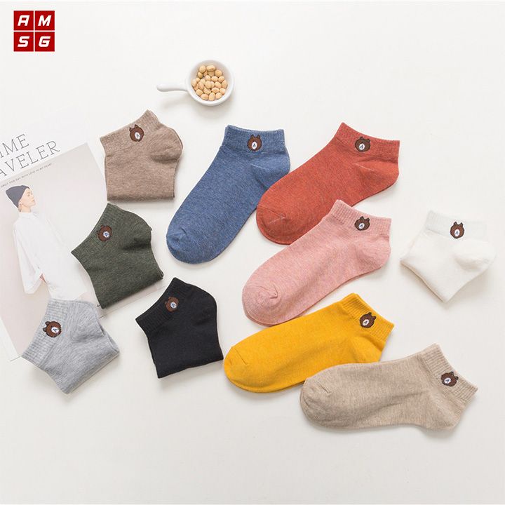 SÉT 3 ĐÔI TẤT GẤU SIÊU DỄ THƯƠNG, TẤT NỮ CỐ NGẮN - COMBO 3 ĐÔI TẤT GẤU