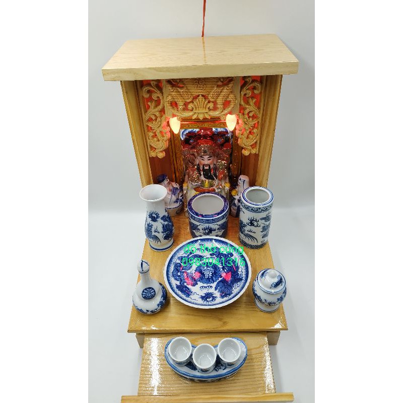 Bồ đồ thờ mini men lam 31cm