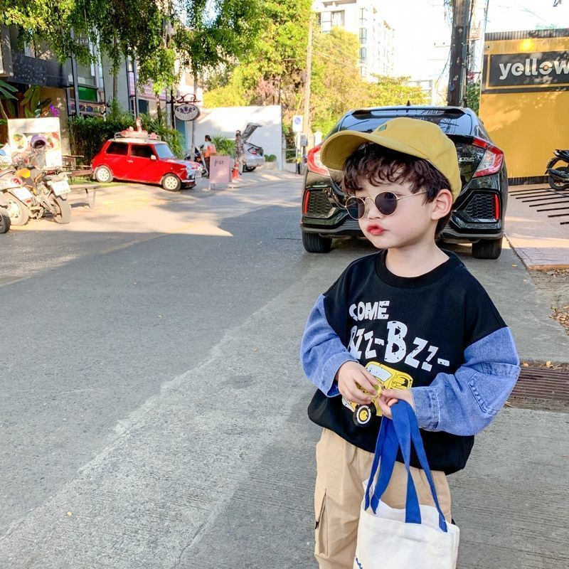 Áo Sweater Tay Dài Giả Hai Lớp Phong Cách Hàn Quốc Thời Trang Xuân Thu Cho Bé Trai