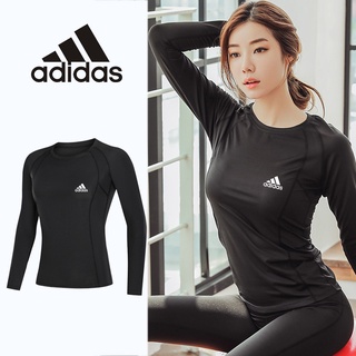 Áo thun thể thao Adidas tay dài dáng ôm thoáng khí nhanh khô thoải mái cho nữ