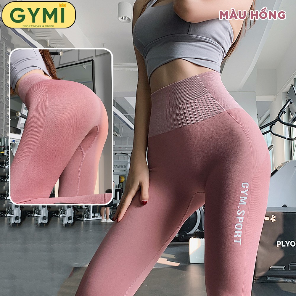Quần tâp gym yoga nữ GYMI QD23 dáng legging lưng cao nâng mông thiết kế thể thao phối màu