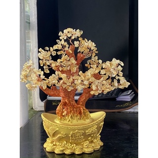 Cây tài lộc đá thach anh đủ màu 30cm có kiểm định