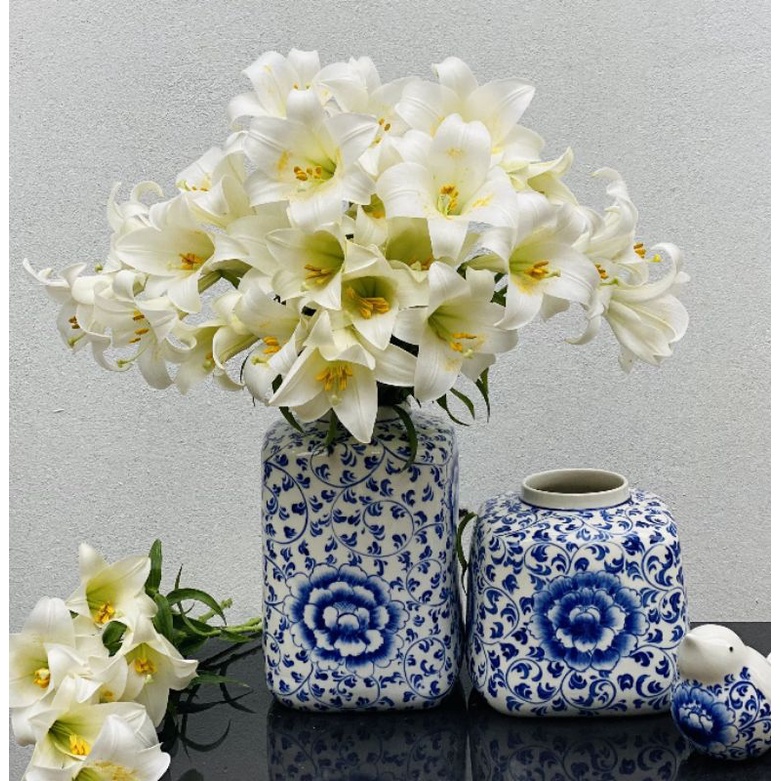 Lọ hoa men lam Bát Tràng, bình hoa decor