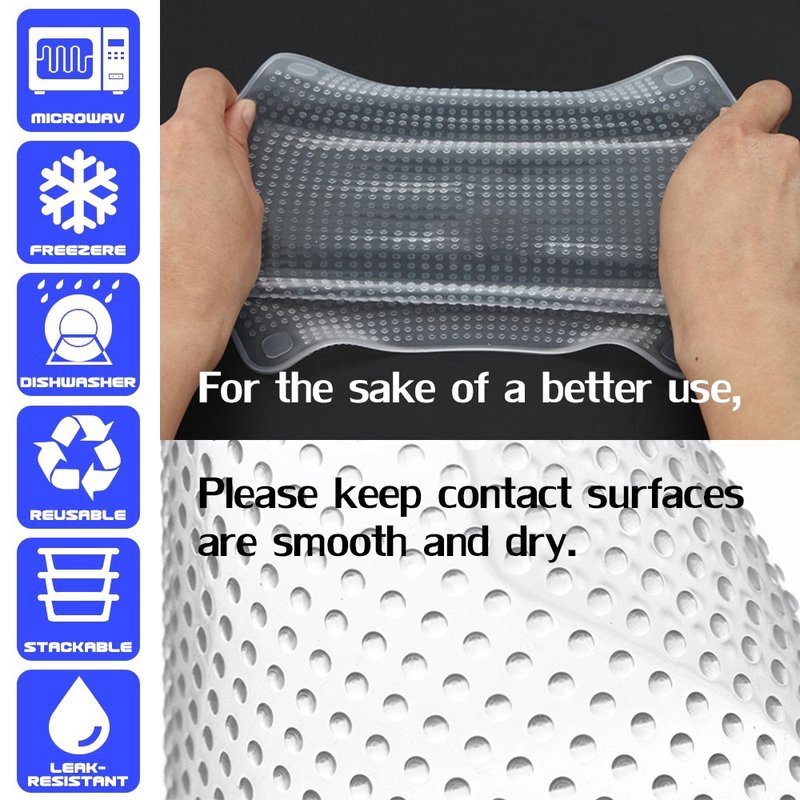 Màng silicon không chứa BPA đậy bảo quản thực phẩm giữ tươi dùng được trong lò vi sóng và tủ đông