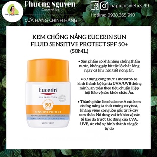 Kem chống nắng dạng lỏng Eucerin Sun Fluid Sensitive Protect SPF 50+