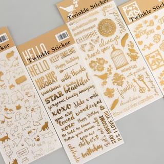 Sticker chữ, họa tiết màu vàng - Hình dán trang trí - (01 tờ)