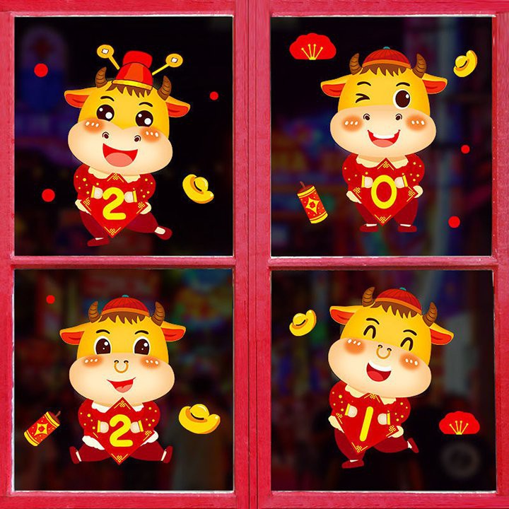 Decal dán kính trang trí tết, Decal Tết dán tường 2021 dày dặn, Size lớn | BigBuy360 - bigbuy360.vn