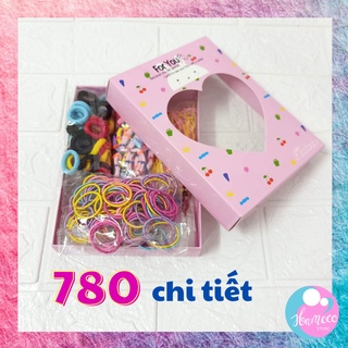 Bộ dây cột tóc, hộp kẹp, set dây thun buộc tóc 780 chi tiết cho bé gái-Hamecostore