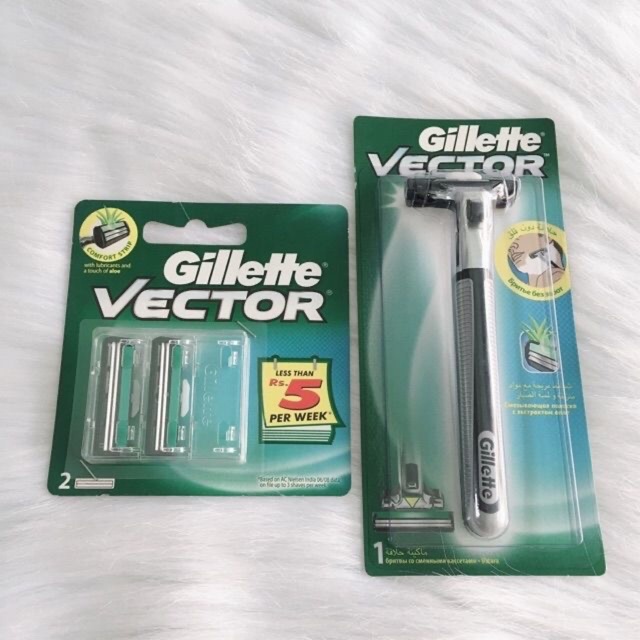 Bô Dao cạo râu Gillette Vector Plus Razor 1Up + hộp 2 lưỡi