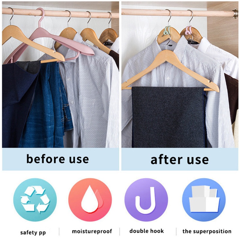 Set 5 Giá Đỡ Móc Treo Quần Áo Mini Chống Trượt Sắp Xếp Gọn Gàng Cho Tủ Quần Áo Gia Đình