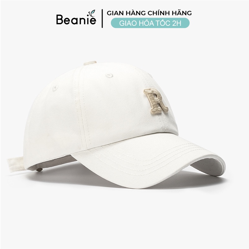 Mũ Lưỡi Trai BEANIE Thiêu Chữ R Nam Nữ Cao Cấp, Nón Kết Lưỡi Trai Trắng Đen Be Đẹp Form Mềm Vải Kaki Chính Hãng LT22
