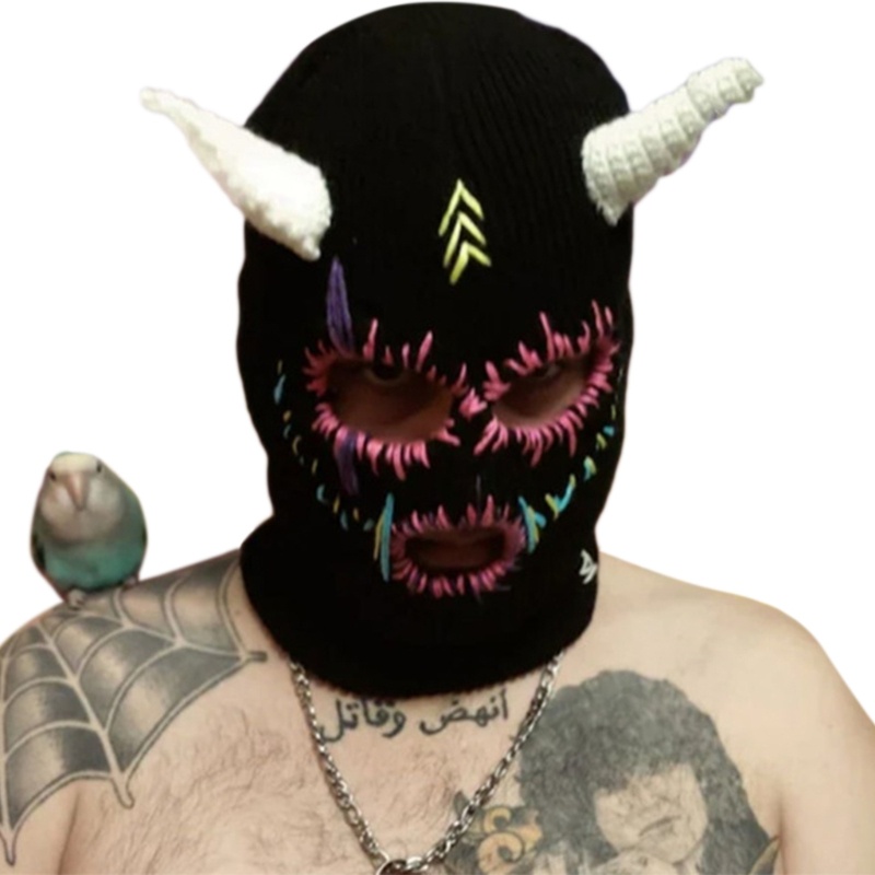 Mũ Len Beanie Mềm Mại Đính Sừng Quỷ Thời Trang