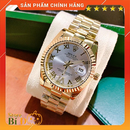 [Cao Cấp]Đồng hồ Rolex nam size 38mm dây màu Vàng đúc hợp kim NGUYÊN KHỐI không gỉ, không phai màu - Bảo hành 12 tháng