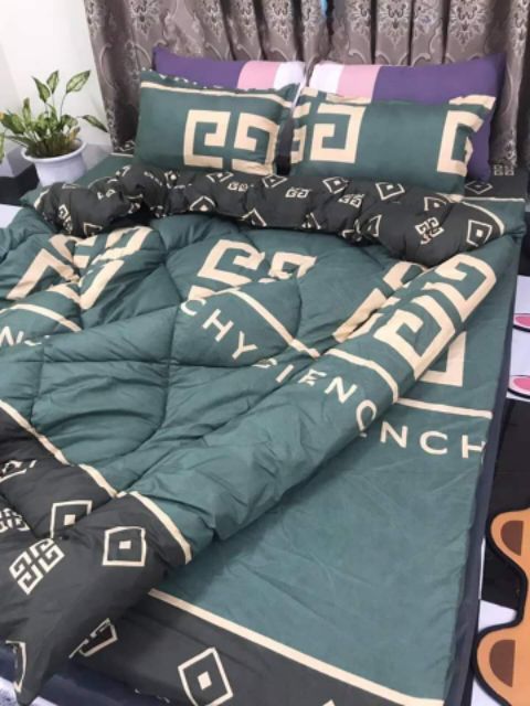 Bộ chăn ga gối Poly Cotton 5 món chăn phao
