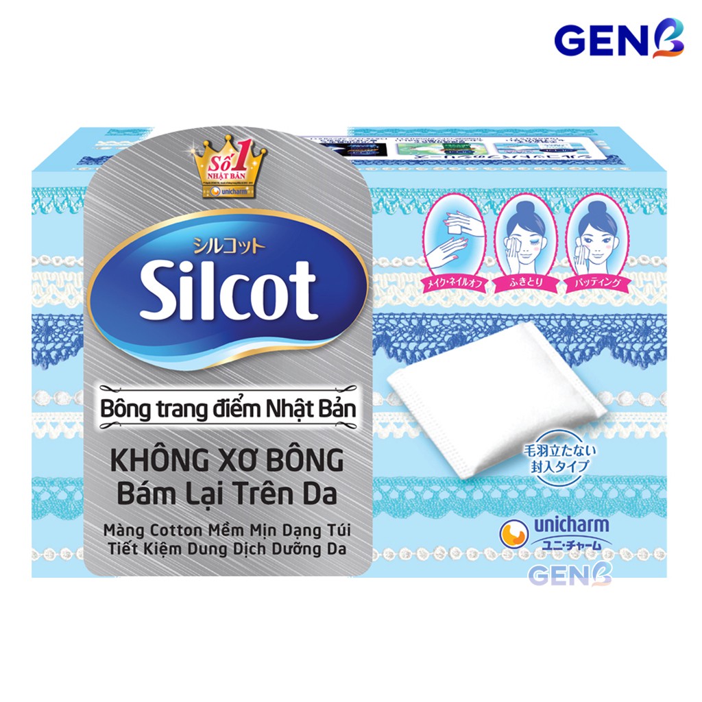 COMBO Bông Tẩy Trang Điểm Silcot 82 Miếng CAO CẤP Miếng Đôi DIANA UNICHARM NHẬT Chăm Sóc Da Skincare Mỹ Phẩm GENB