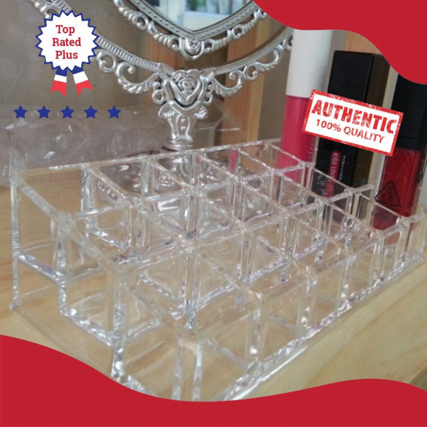 Big sale Khay Đựng Son Môi Mỹ Phẩm 24 Ngăn Mica Trong Suốt - Khay Đựng Đa Dụng Tiện Lợi Dumbo Store