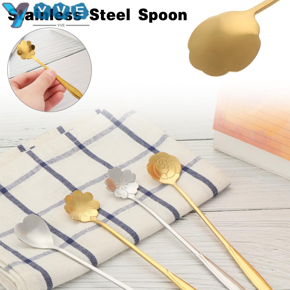 Muỗng cà phê thép không gỉ hình hoa anh đào sáng tạo