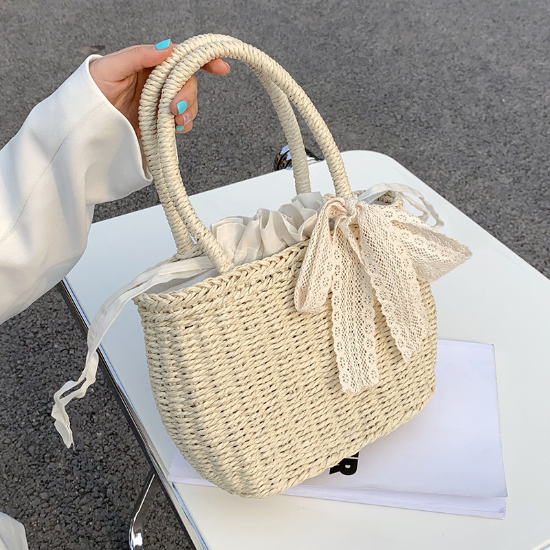 IELGY Western style bag handbags Korean fashion handbag casual simple straw beach bag