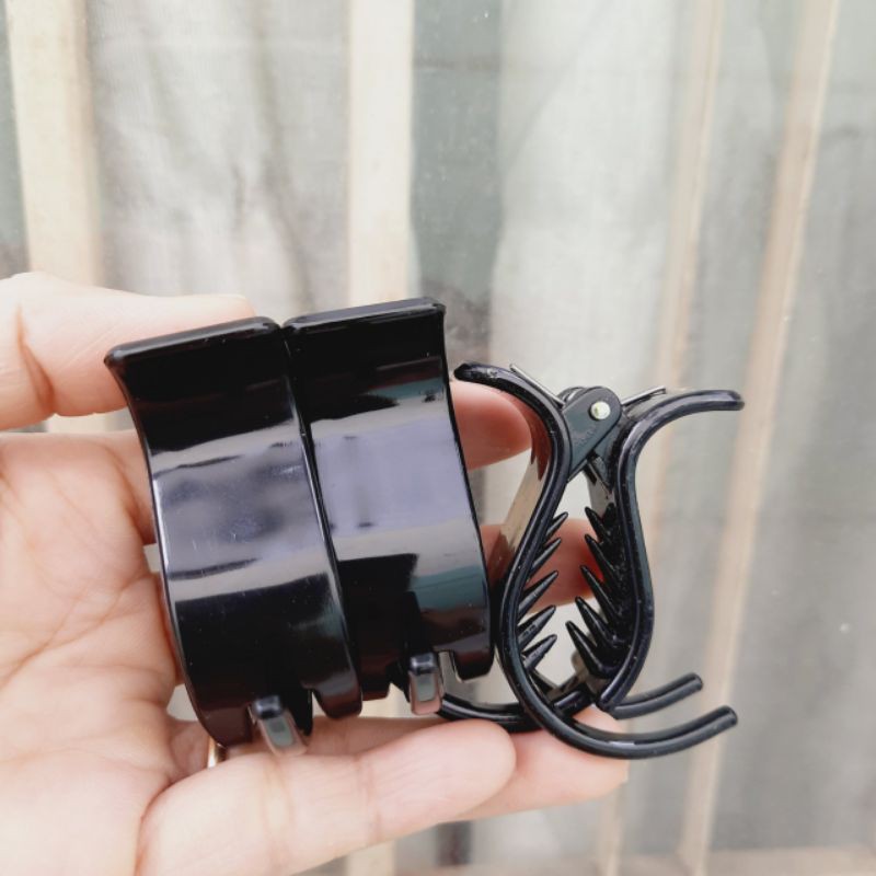 Lố 12 kẹp tóc 3 răng loại bóng màu đen