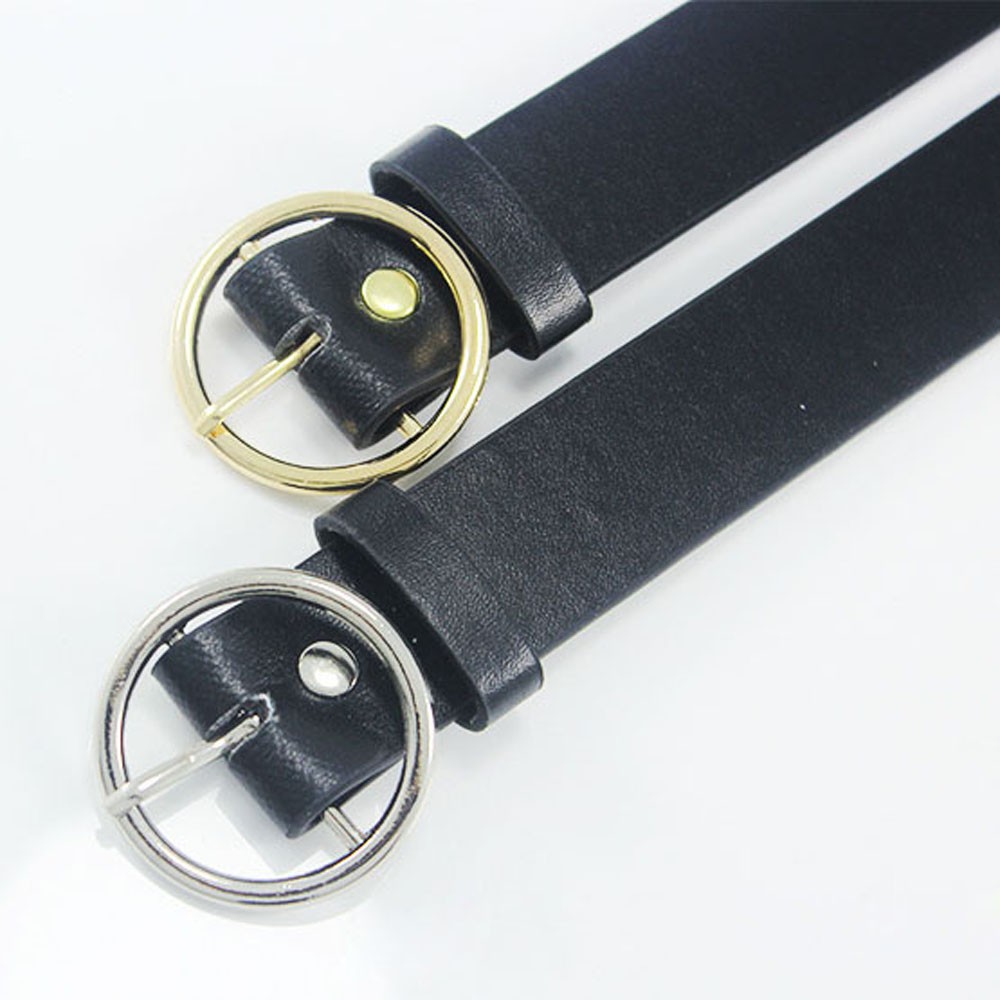 Thắt lưng da PU mặt tròn kim loại dễ thương