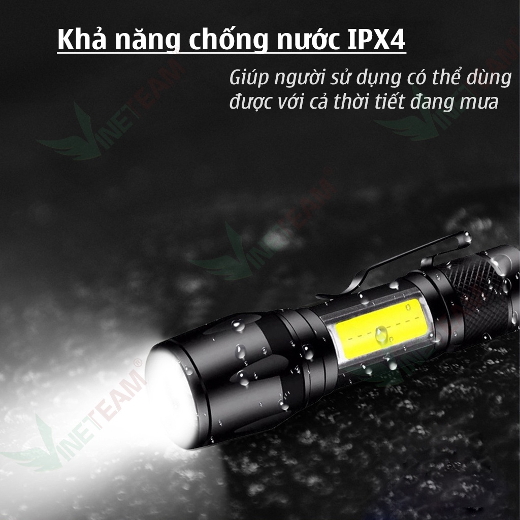 Full Hộp Đèn Pin MINI Siêu Sáng Cao Cấp Có Zoom Xa Gần -dc4666