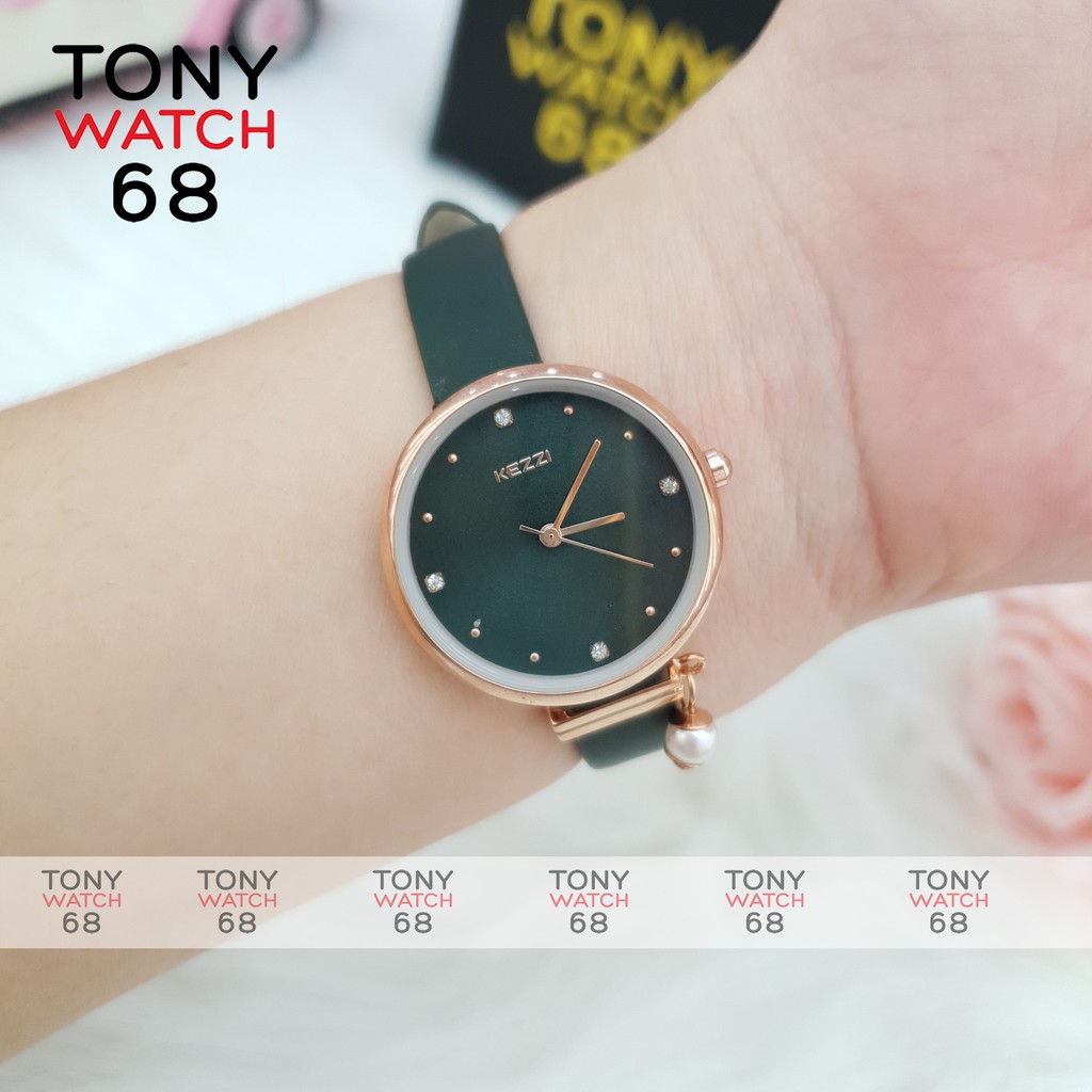 Đồng hồ nữ Kezzi kim rốn dây da chống nước chính hãng Tony Watch 68