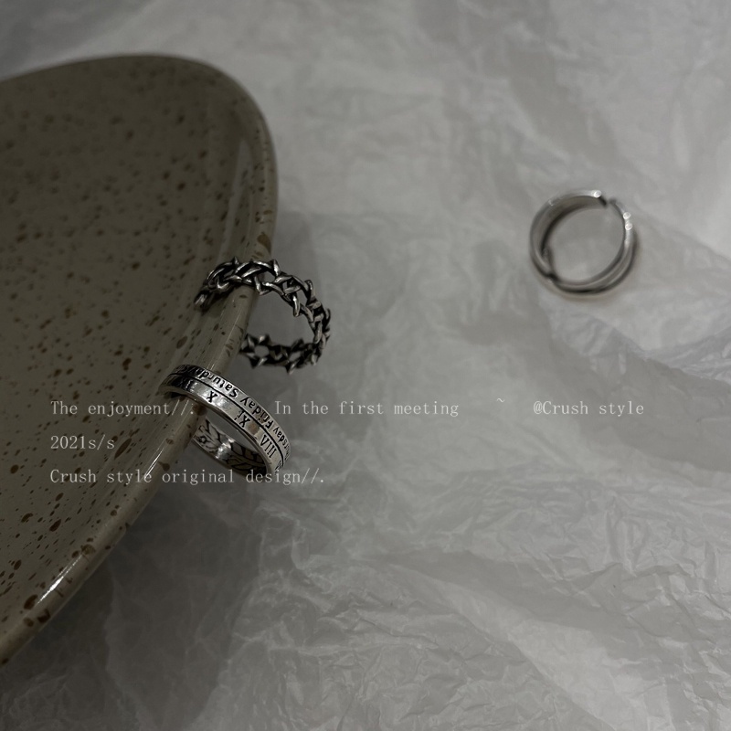 Set Nhẫn Khắc Chữ Số La Mã Phong Cách Cổ Điển Thời Trang