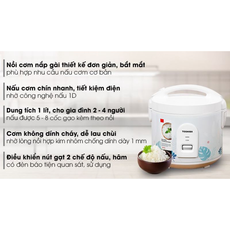 Nồi cơm nắp gài Toshiba 1 lít RC-10JH2PV