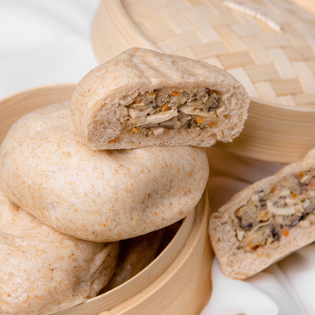 Bánh Bao Nguyên Cám Nhân Gà Nấm Xé Sợi Set 5 Bánh