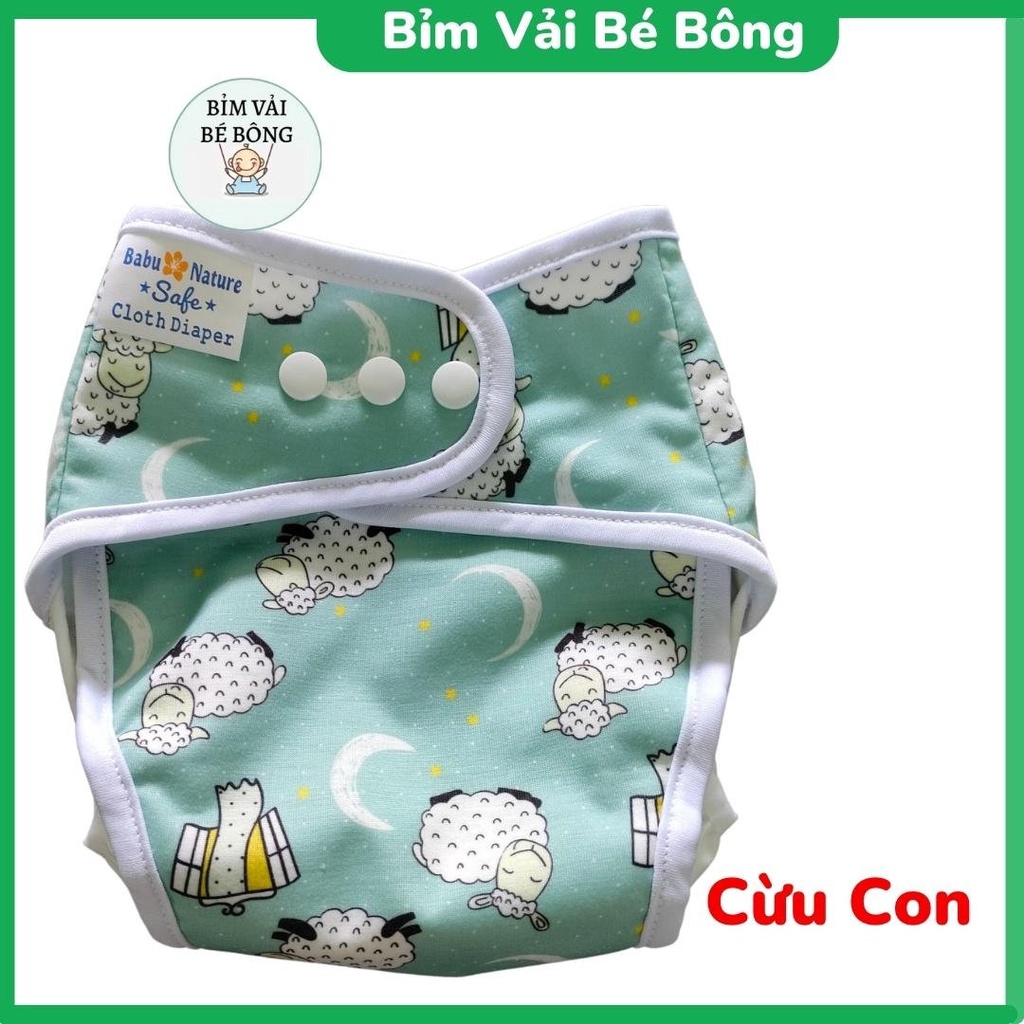 [ƯU ĐÃI] - Combo 10 Vỏ Bỉm Vải, Tã Vải Babu Nature Nature Có Vách Ngăn Chống Tràn Hiệu Quả, SIZE M,L (Chưa Kèm Lót Bỉm)