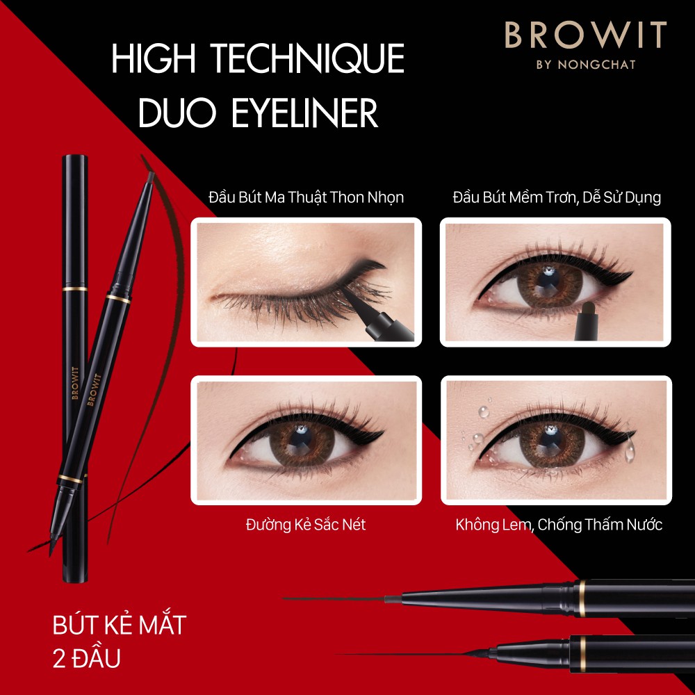 Bút Kẻ Mắt 2 Đầu Sắc Nét và Chống Nước Browit Hightechnique Duo Eyeliner 0.5ml + 0.14g | BigBuy360 - bigbuy360.vn