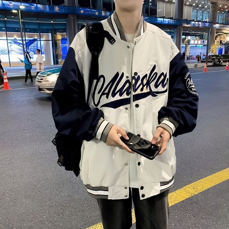 Áo Khoác Bomber Jacket Dù 2 Lớp ALASKA Varsity Form Rộng Nam Nữ Unisex Phong Cách Hàn Quốc Ulzzang
